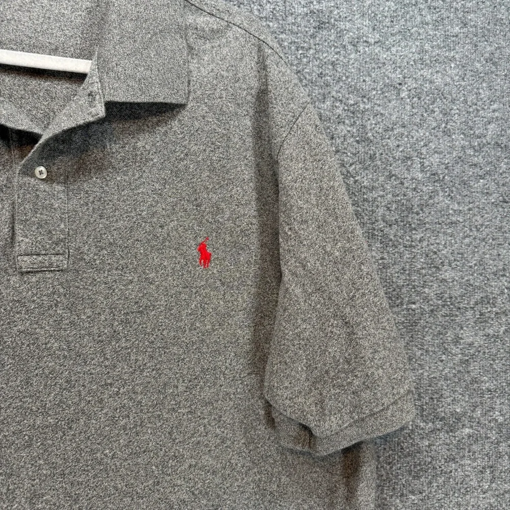 Polo Ralph Lauren Polo Shirt Mens 3XB Gray Red‎ Pony Classic Fit Pique Cotton